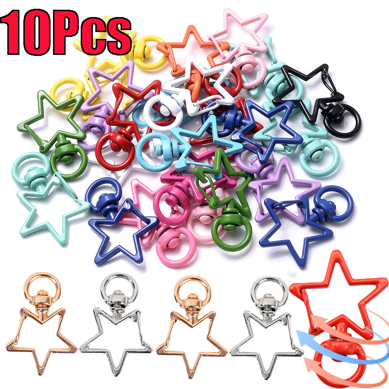 Llavero con forma de estrella, ganchos con cierre de langosta, Clips de gatillo, hebillas para hacer joyería DIY, llaveros de rotación dorados y plateados, accesorios