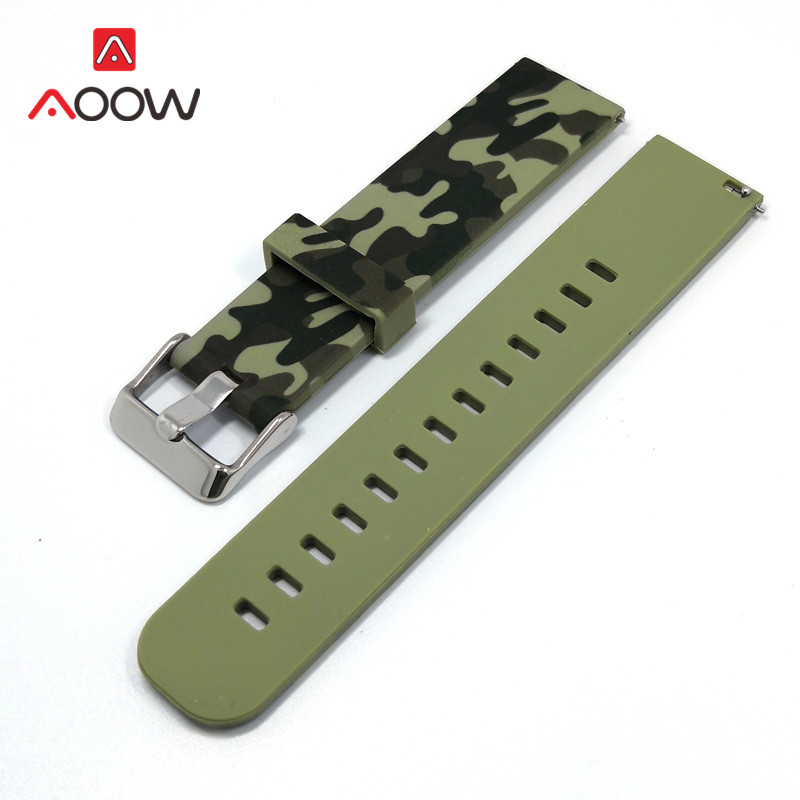 20mm 22mm Camo Printing Silicone Sport Strap for Samsung Galaxy Watch Active 42mm 46mm Gear S2 S3 Bracelet Band for Smart Watch: Army green / 20mm