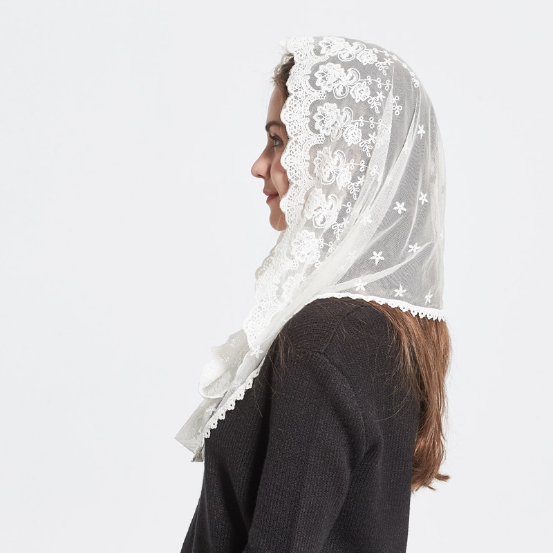 Châles et foulards en voile à pompon pour femmes, écharpe d'automne, mantique catholique église pour femmes, 1 pièce, nouvelle