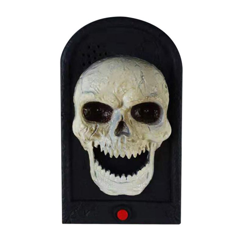 Halloween Decorations Tricky Doorbell Animated Haunted Doorbell Skull Doorbell Prop With Moving Tongue And Light Up Eyes: A