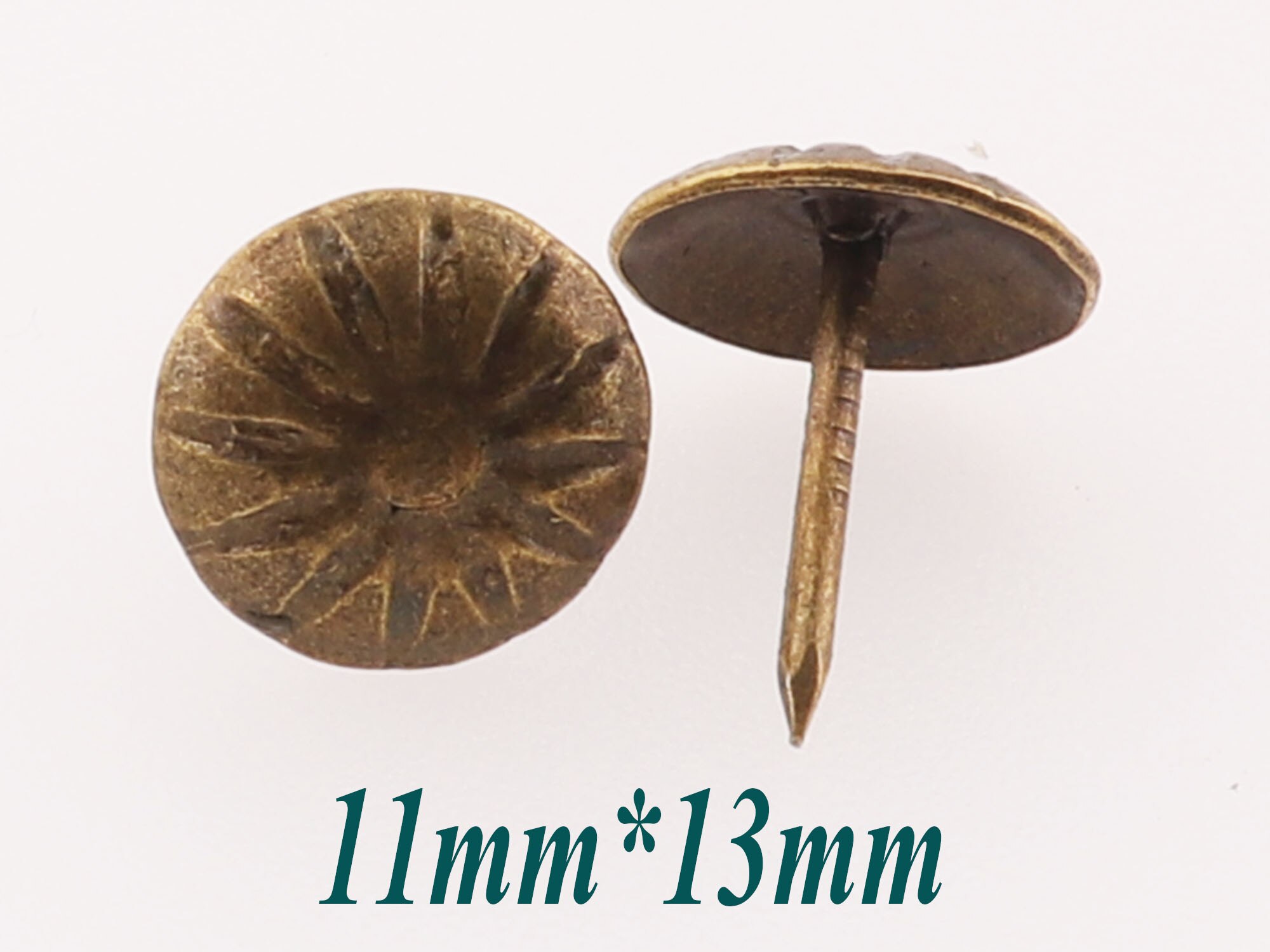 100 st antik bronsklädsel stift nailhead nitar, klädsel stift naglar tumme gamla stift nitar nitar -11mm*13mm