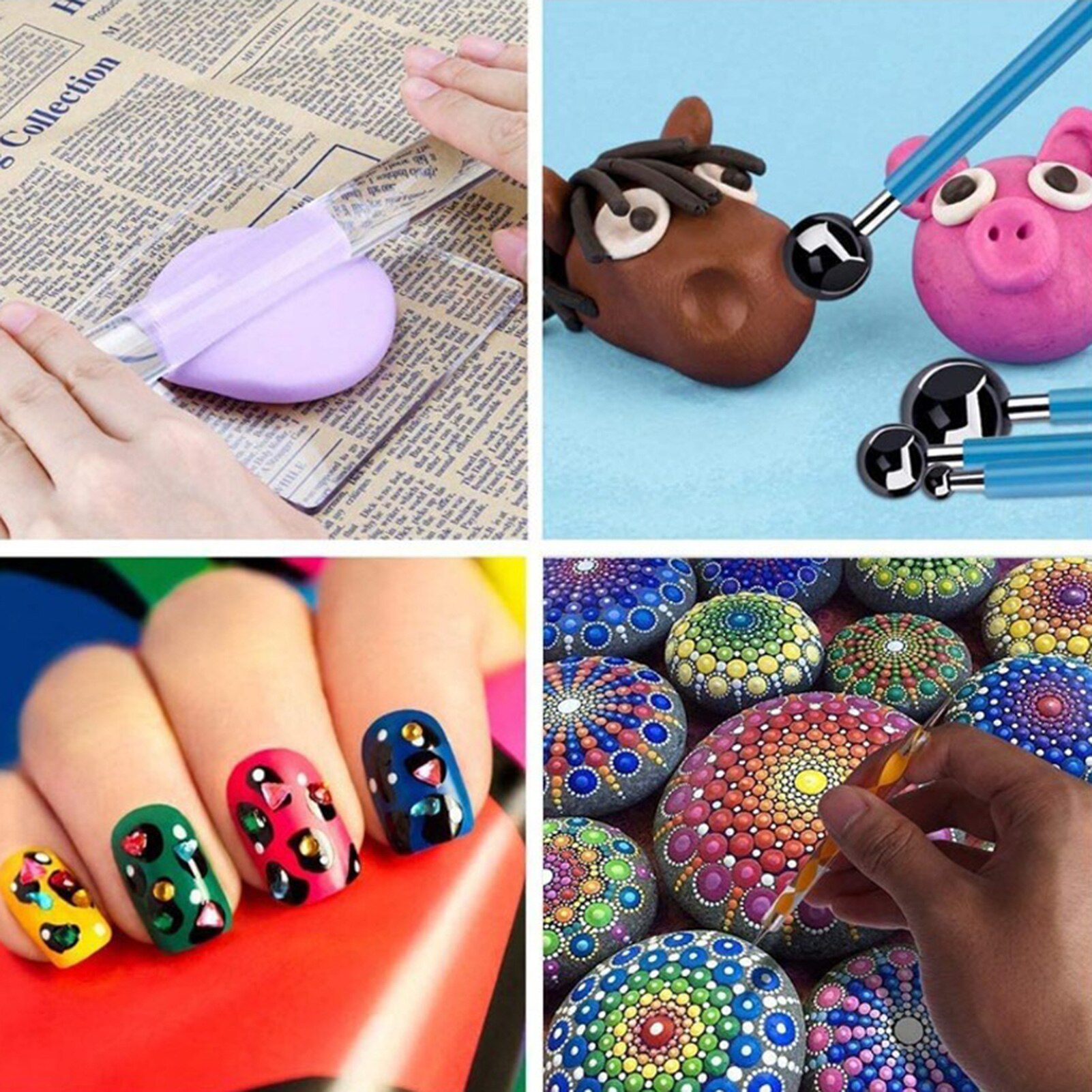 16/18/34/35 Pcs Diy Mandala Puntjes Gereedschap Set Kunstenaar Schilderij Borstel Levert Student School Voor Schilderen Rotsen kleurplaten Tekening