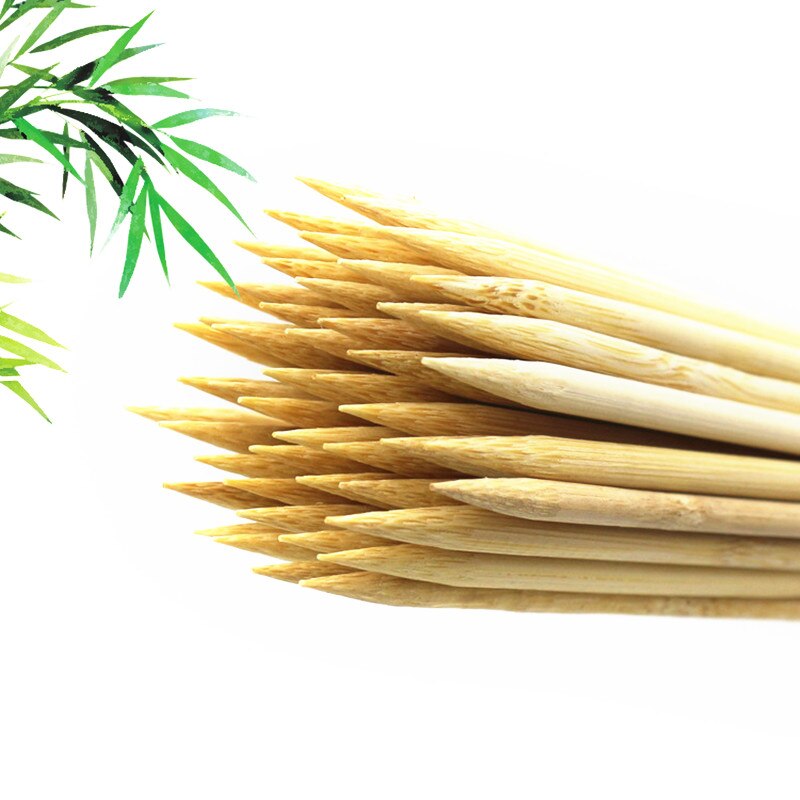 Palillos de bambú desechables para barbacoa de 90 uds, palitos de madera Natural para fruta, palitos de comida para , utensilios resistentes para barbacoa y parrilla