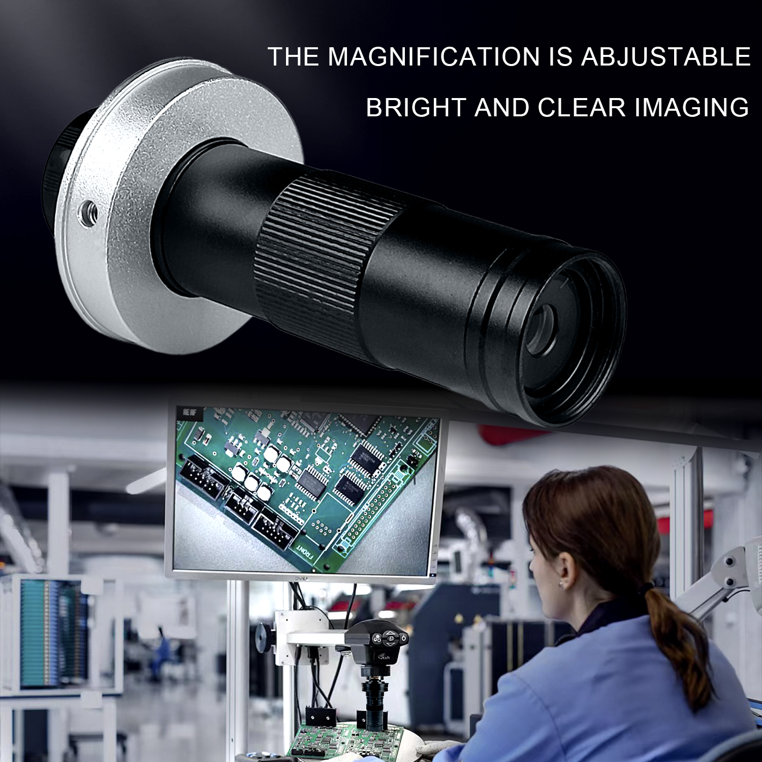 YIZHAN Magnification Adjustable 150X Zoom C Mount Lens With 0.5X Objective For HDMI USB Industrial Digital Microscope Camera