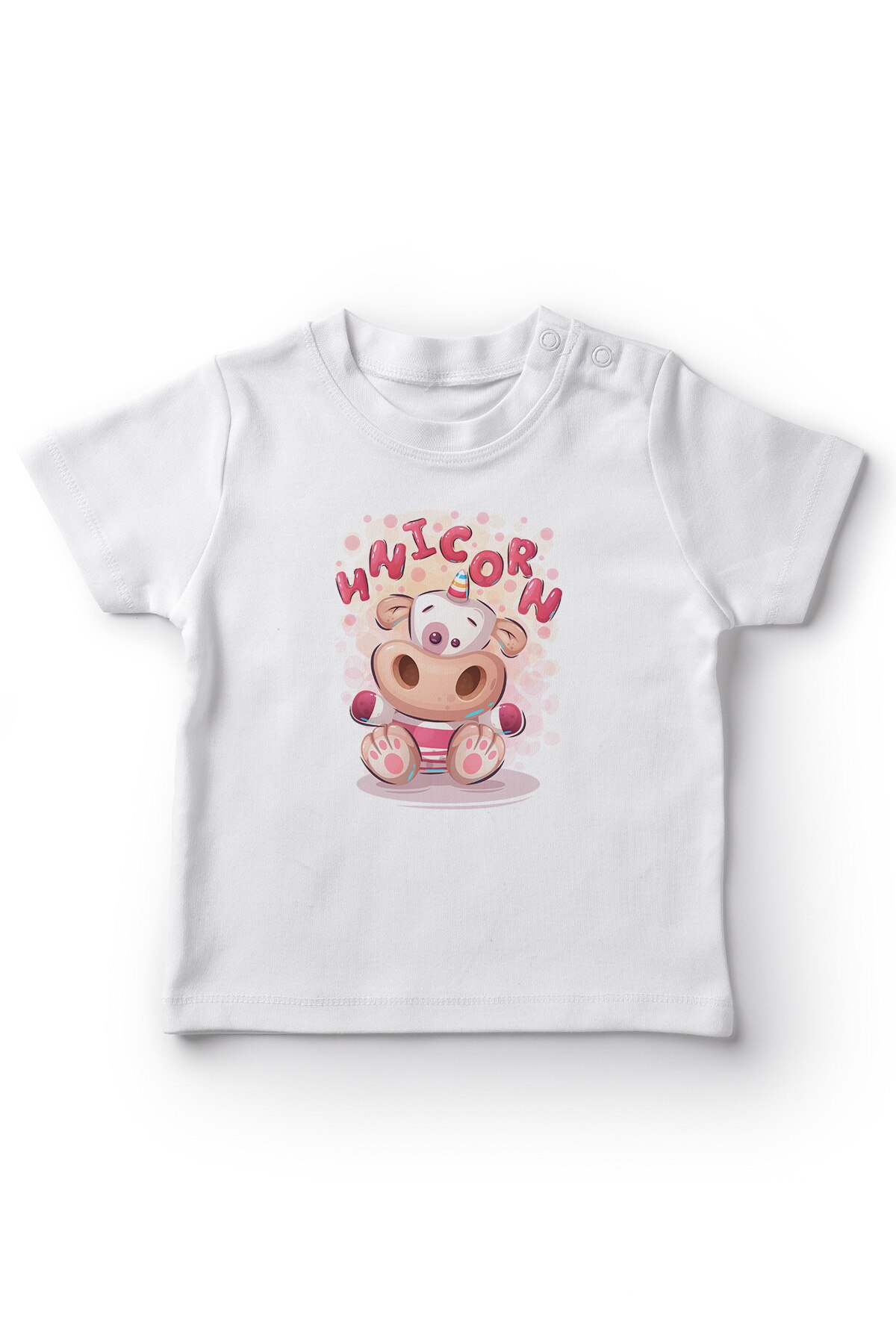 Angemiel baby schattige eenhoorn koe baby jongen t-shirt wit