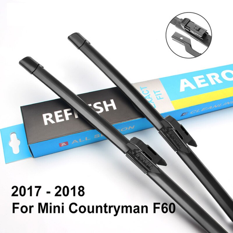 Lâmina de limpador de pára-brisa dianteiro para Mini Cooper One S Countryman F60, acessórios de carro, borracha, limpar, arruelas, 2017, 2018: 14"