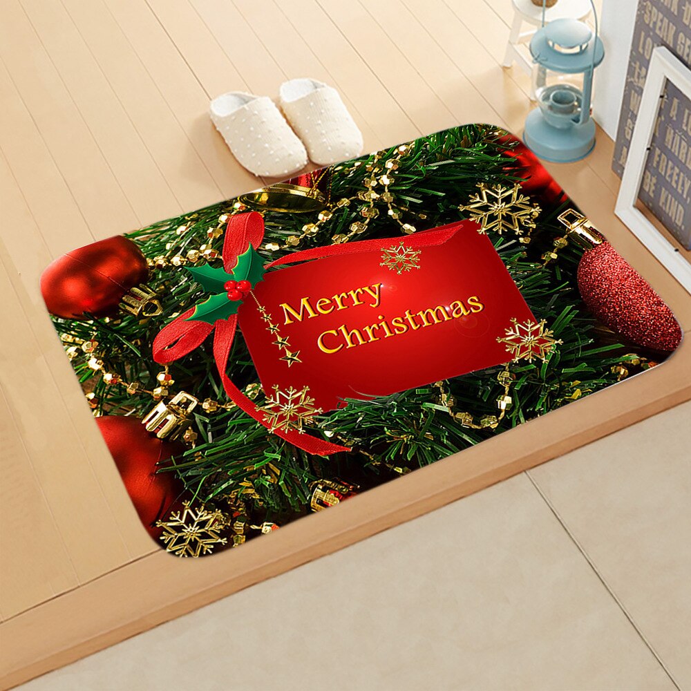 Santa dør gulvmåtte jul område tæppe køkken soveværelse mat tæppe dekor: Grøn