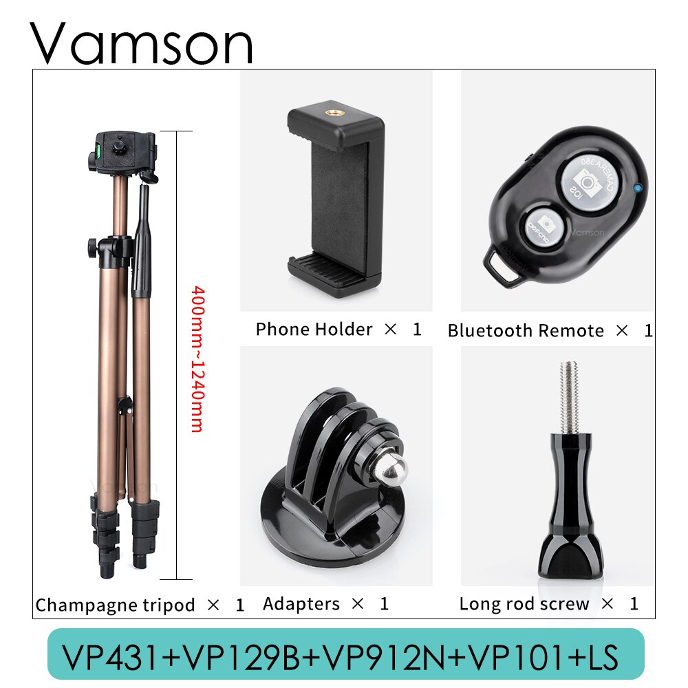 for Camera Tripod Travel Monopod Adjustable Stand with Phone Holder for Gopro hero 8 Black 7 6 for Camcorder Video Vlog: VP431A