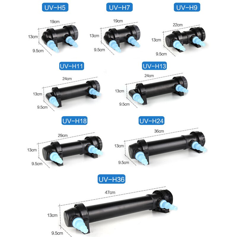 Lámpara de luz esterilizadora UV para acuario, filtro ultravioleta para acuario clarificador, limpiador de agua para estanque, 220 ~ 240V, 5W ~ 36W