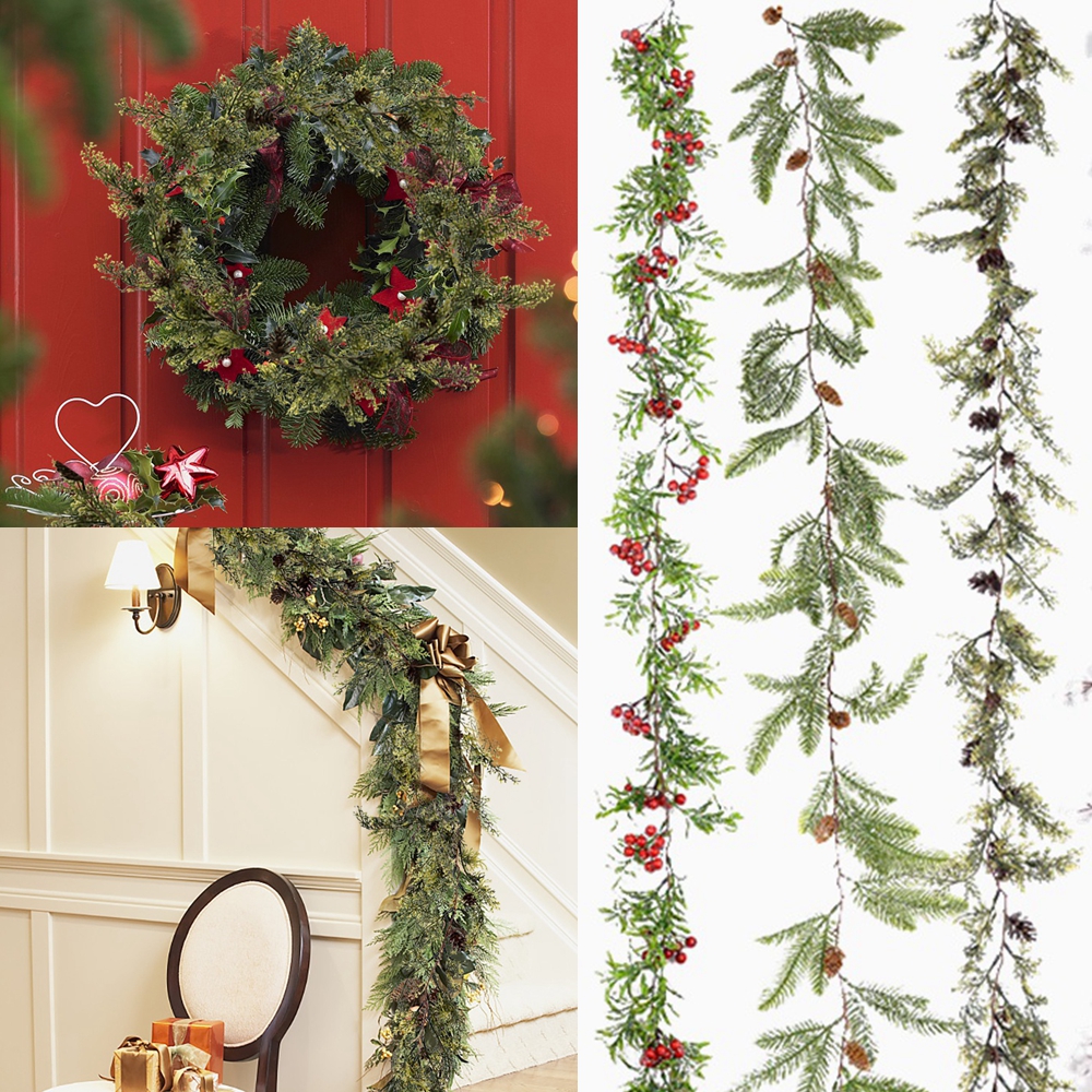 150cm Christmas Wreath Rattan Artificial Vine Hang... Vicedeal