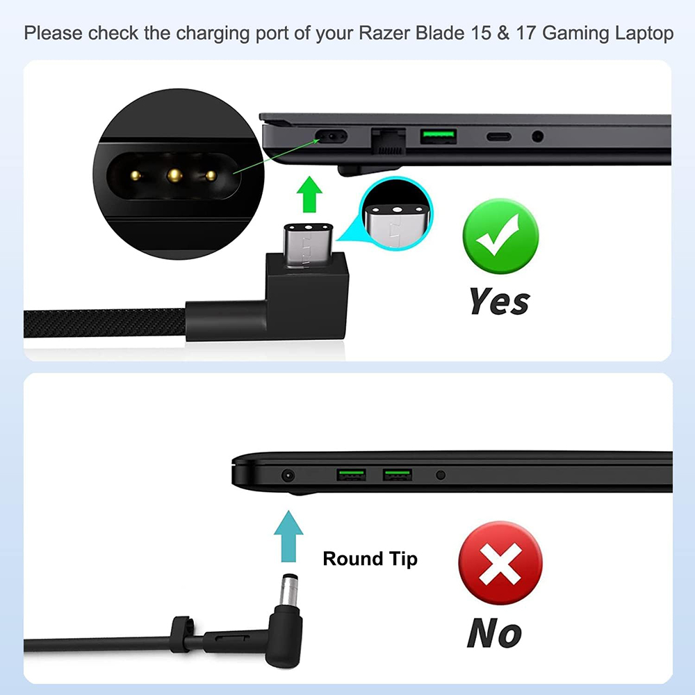 230W AC Charger for Razer Blade 14 15 GTX1060 GTX1070 RTX2070 RTX2080 RTX3060 RTX3070Ti RTX3080 RC30-0248 Laptop Power Adapter