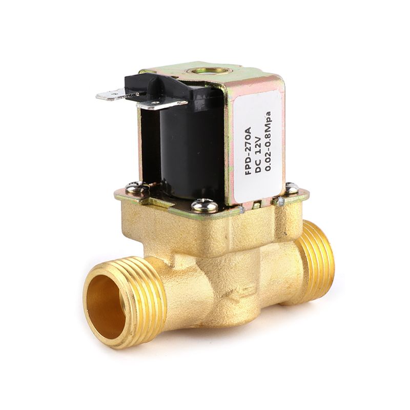 Válvula de entrada de agua de cobre , normalmente cerrada, 4 puntos DC12V, calentador de agua Solar, válvula solenoide de bobina solenoide, 19QE