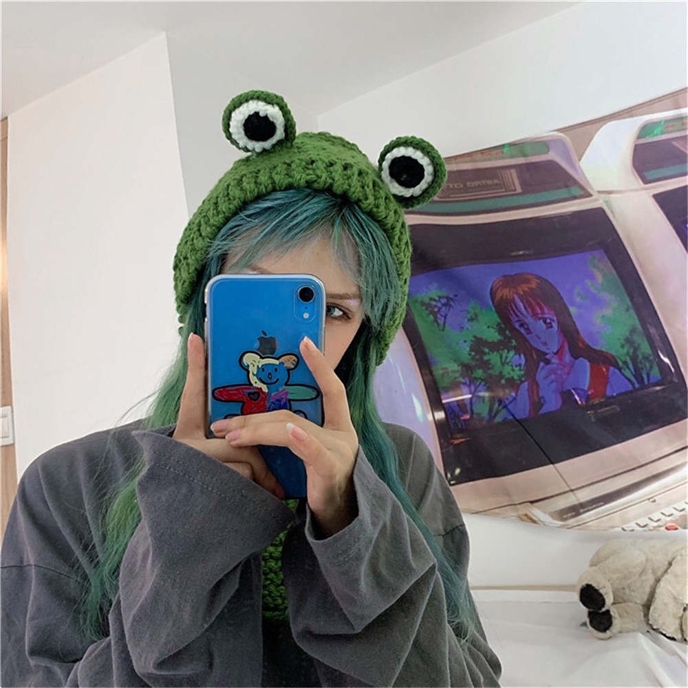 22 farben Frosch Hütte Mützen Gestrickte Winter Hütte Solide Hüfte-hüpfen Skullies Hütte Kappe Zubehör Warme Winter SchöNe weihnachten M026