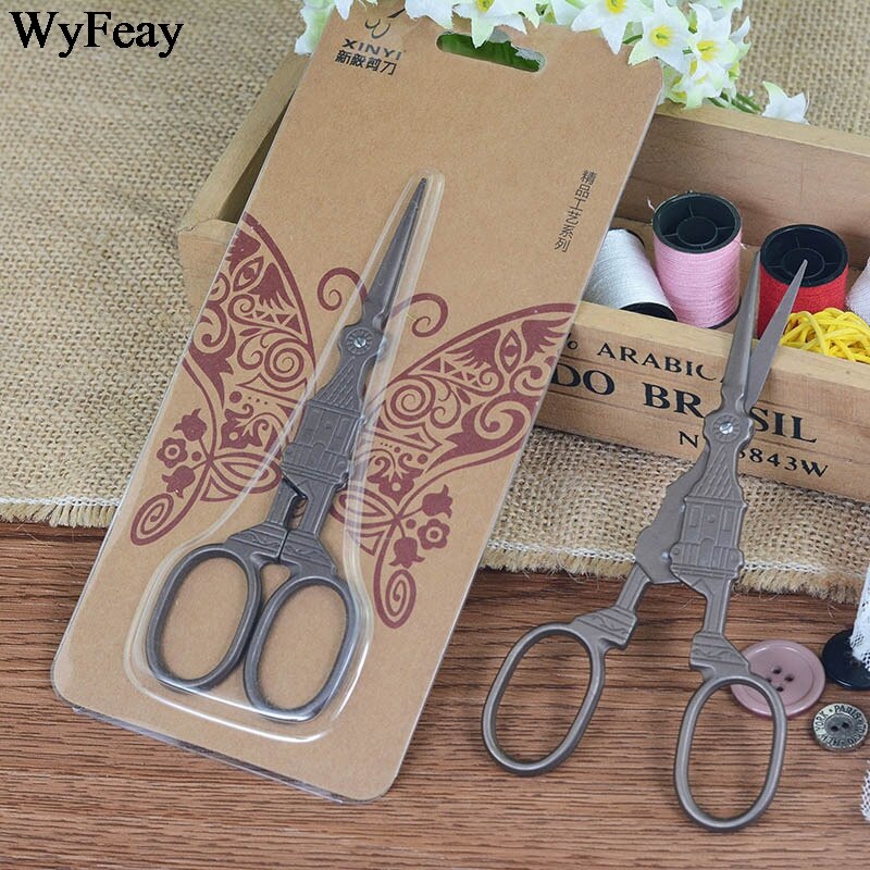 Zakka-Tijeras clásicas Retro vintage, herramienta de costura europea antigua, artesanía para el hogar, bordado de grúa, tijera de sastre