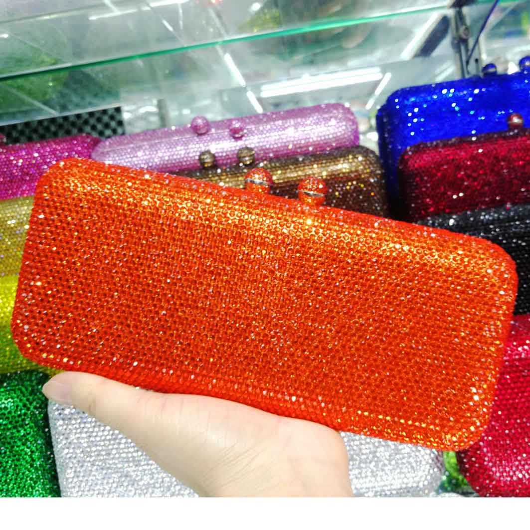 Tofsar kristall clutch aftonväskor roséguld festväska silverbröllop brudväskor ab rosa fuchsia aftonväska: Orange