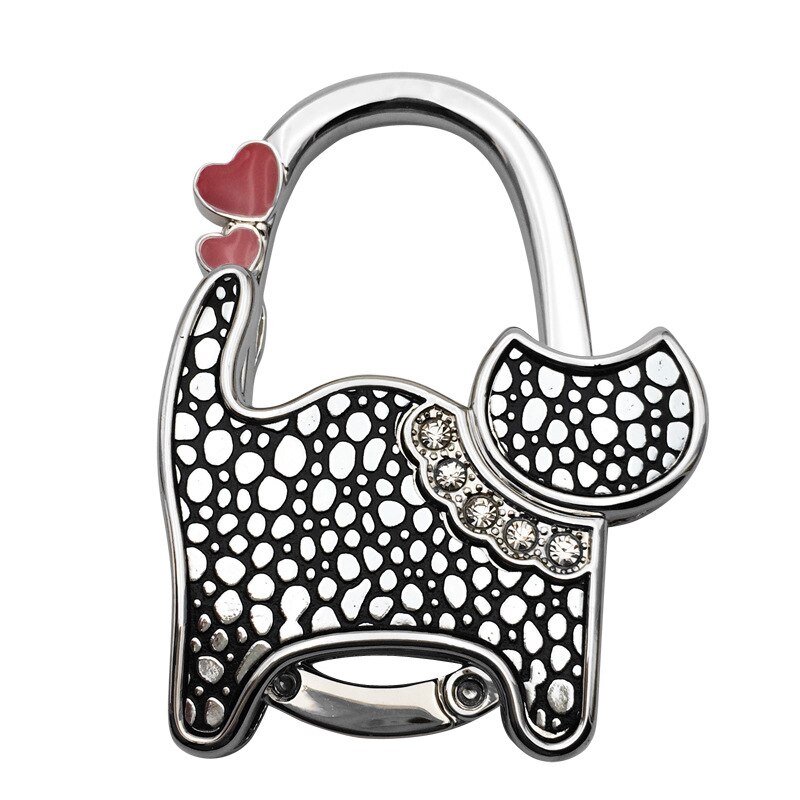 Bolsa monedero plegable Unisex para gatos, con diamantes de imitación, gancho para colgar, Seguro: 0008