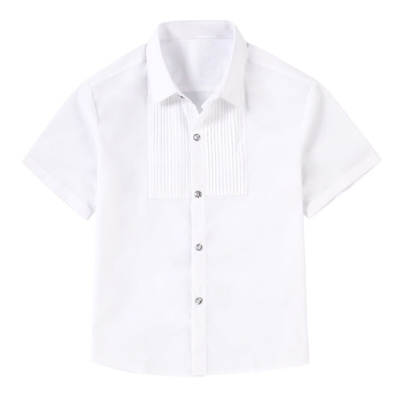 Zomer Jongens Meisjes Witte Shirts Formele Katoen Korte Mouw Schooluniform voor Kinderkleding 8 10 12 14 Jaar Vestidos: 5T