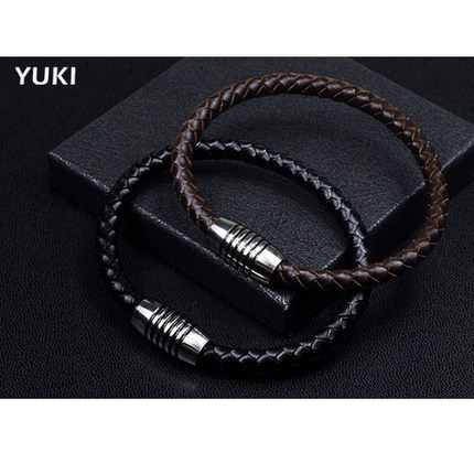 Homme bracelets, cuir corde bracelets pour hommes, acier inoxydable boucle, longueur: 18/19/20/21 cm, bref cuir garçons bracelets