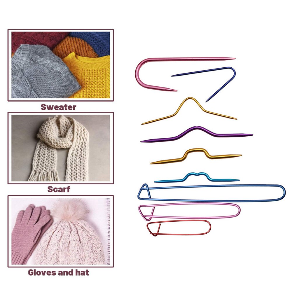 9Pcs Aluminum Cable Stitch Knitting Holder Needles Pin For DIY Sewing Knit Cables Needles Stitch Smooth Crochet Hook Clip