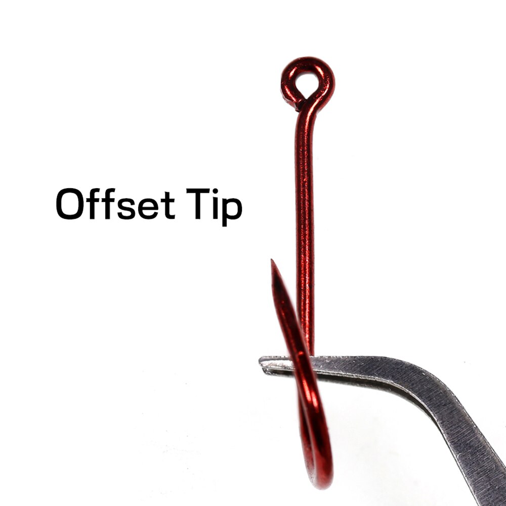 Elllv 20PCS Red Baitholder Fishing Hook Offset Narrow Bait Hook #14 - 5/0 Double Barbs High Carbon Steel Fish Hooks
