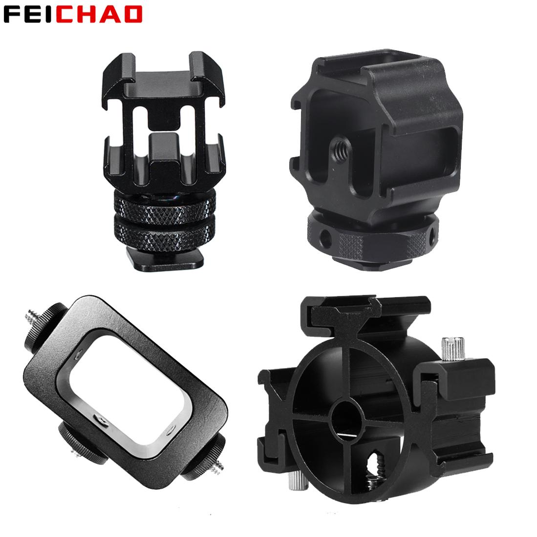 Triple cold shoe mount plate bar microphone stand video light extendable bracket for dji zhiyun smooth 4 feiyu vimble 2 osmo mobile