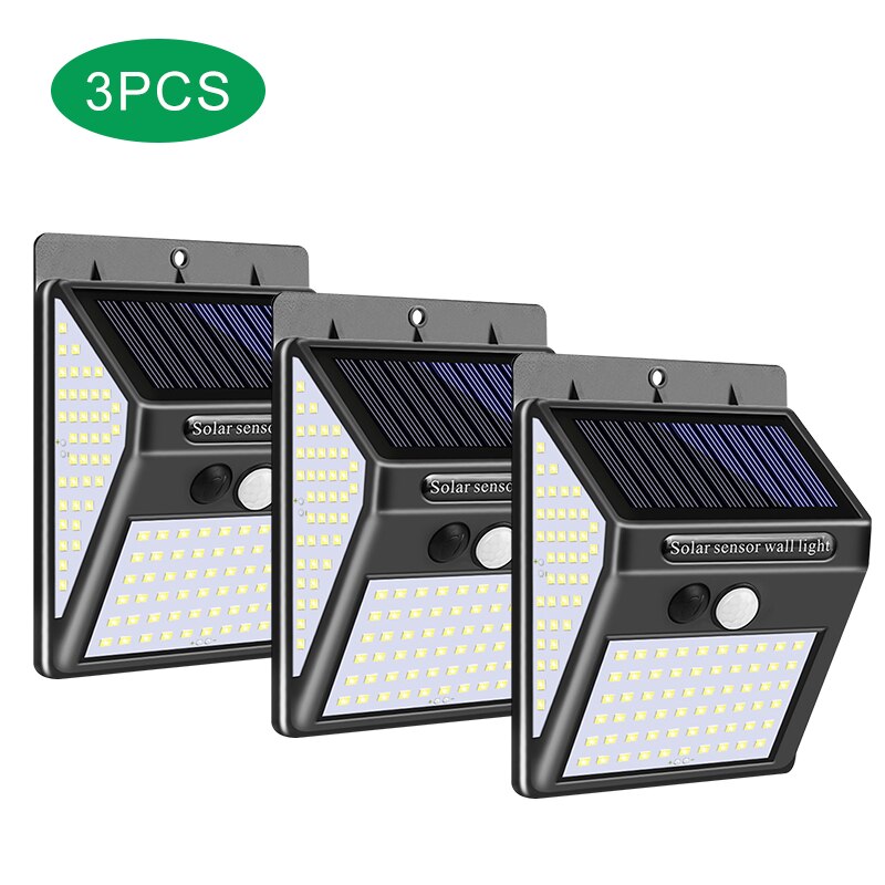 1/2/4PCS LITOM 140 LEDS Solar Light Energy Solar Garden Light IP65 Waterproof PIR Motion Sensor Sunlight For Garage Yard Outdoor: 3PCS