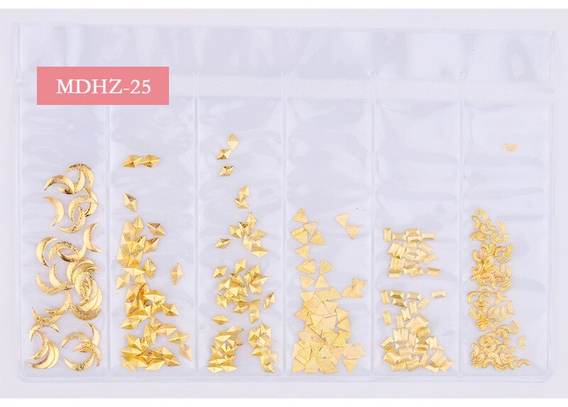 CHNRMJL 6 Entwürfe/Pack Ultra-dünne Hohl Legierung Nagel Niet Dekorationen Schmuck DIY UV Gel NäGel Kunst Polnischen zubehör Manikübetreffend: 25