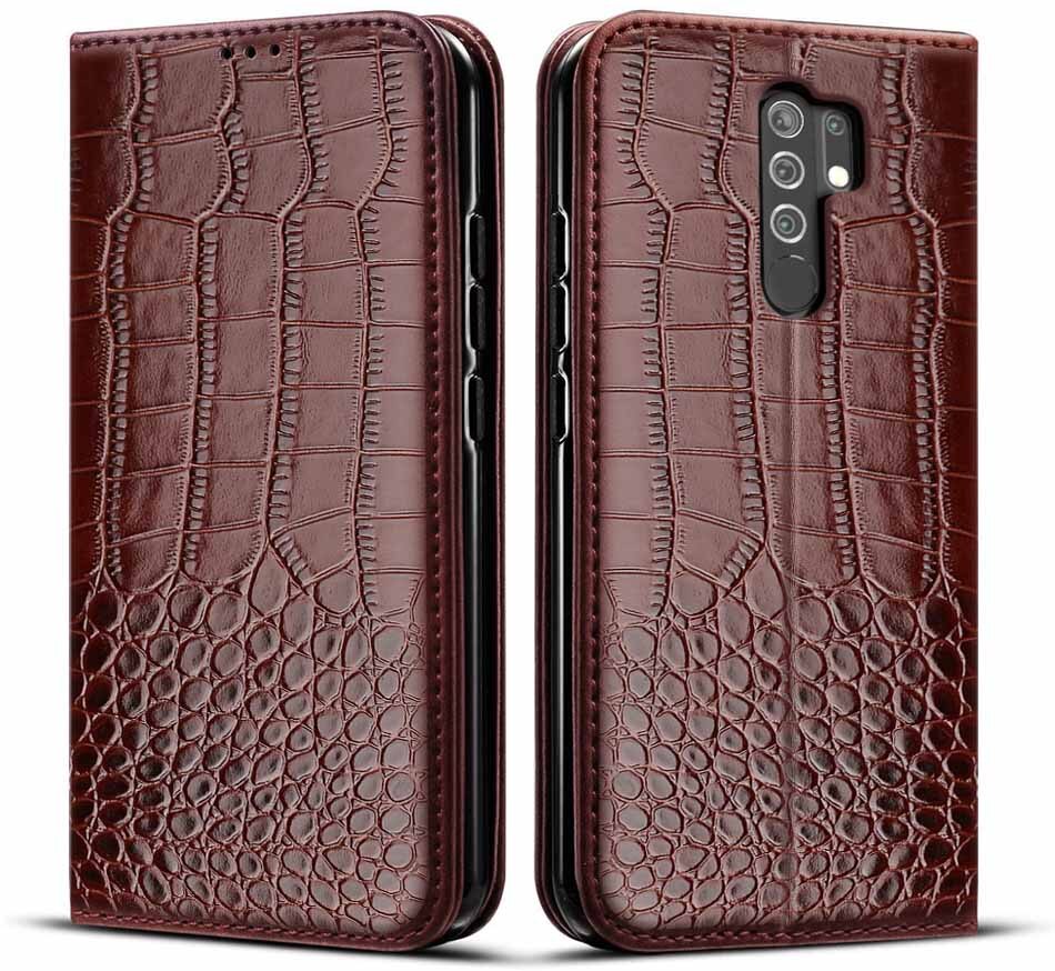 Case for Xiaomi Redmi 9 Case Flip Luxury For Redmi 9 Case redmi9 cover Wallet Leather Book Phone Coque Capa: Style 1 Brown