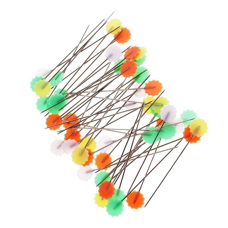 Steeknaalden, 100 stuks, bloemenkop, veelkleurige spelden, voor het maken van kleding, quilten, decoratieve pinnen met opbergdoos voor doe-het-zelf handwerk, naaister, sieraden, decoratie