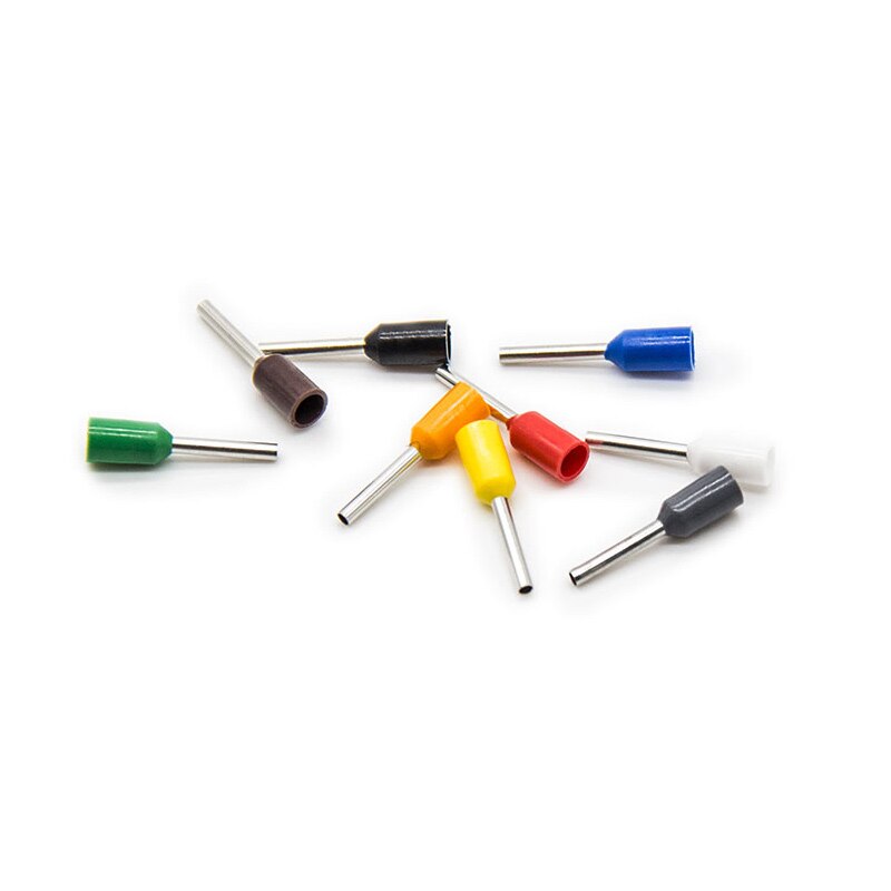1000 Uds E0508 AWG 22 Cable 0,5 mm2 casquillos aislantes Terminal extremo eléctrico Cable conector azul negro rojo amarillo