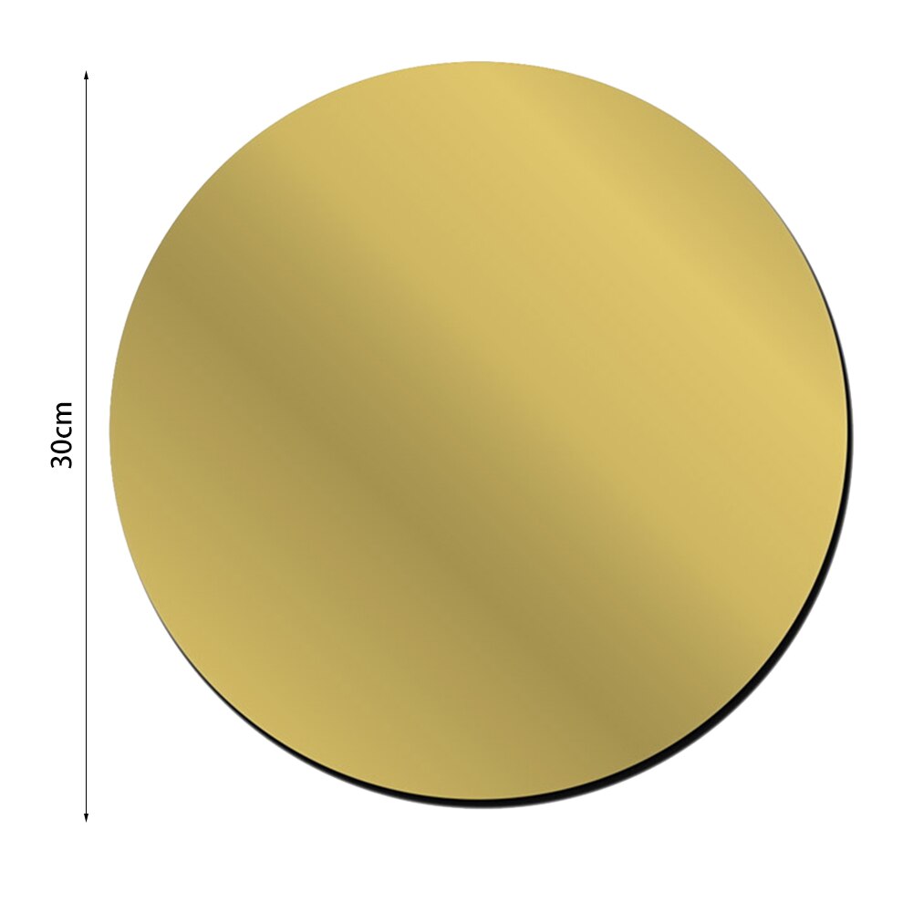Round Mirror Stickers Self-Adhesive Mirror Decals DIY Wall Window Stickers Decal for Home Living Room Supplies: Gold / 30cm