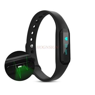 Blodtryksmåler ur smart sportsinstrument svømning løbende skridttæller mænd og kvinder vandtæt ur simpel søvn: Sort