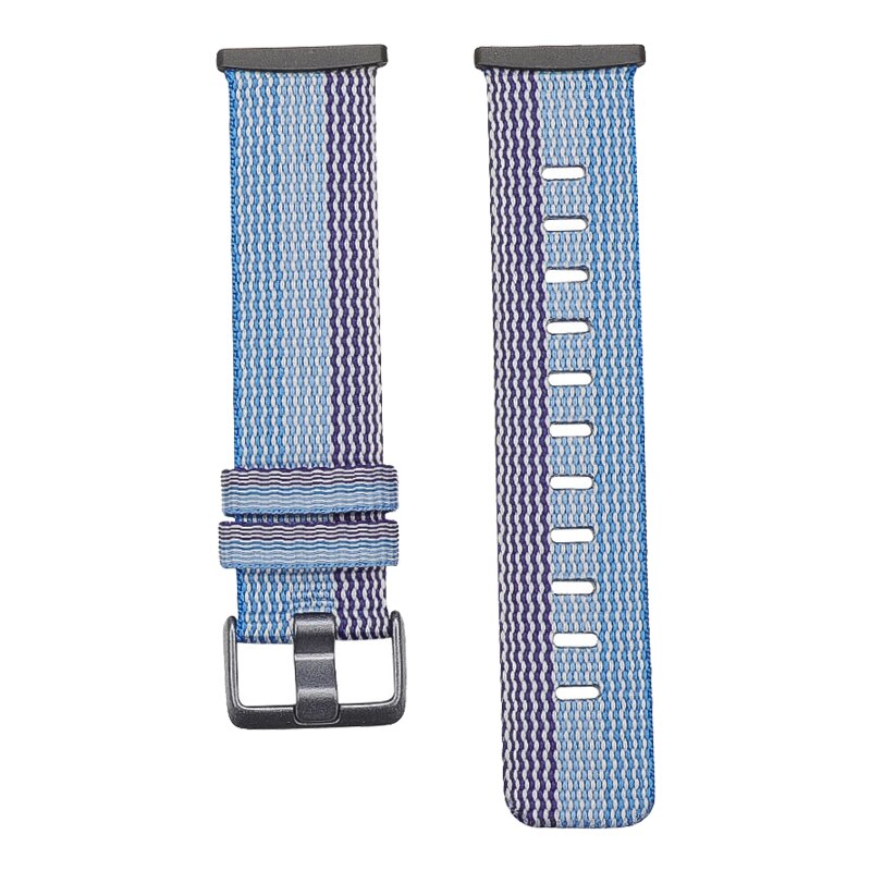 Nylonbånd til fitbit versa 3 strop lærred vævet armbånd armbånd erstatning for fitbit sense bands tilbehør kvinder mænd sl: Søblå / L