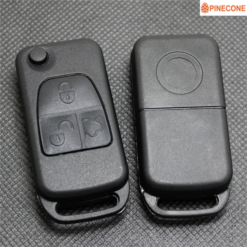 PINECONE for MERCEDES BENZ W140 C E S ML Series Key Case 3 Buttons Uncut HU39 Blade Replace Remote Car Key Fob Shell