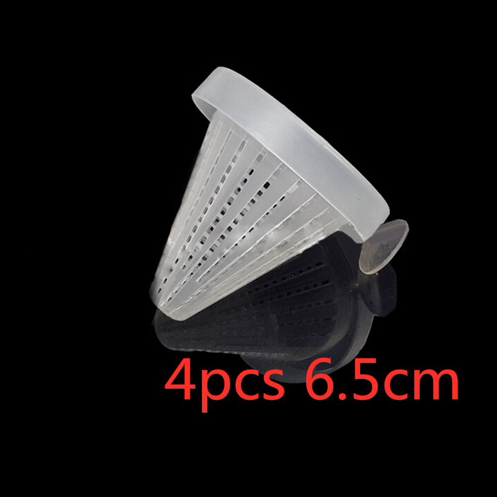 1pc or 4 stk tragtformet akvarietank levende orm blodorm kegle fiske fodertragt værktøj kurv foder: 4 stk 6.5cm