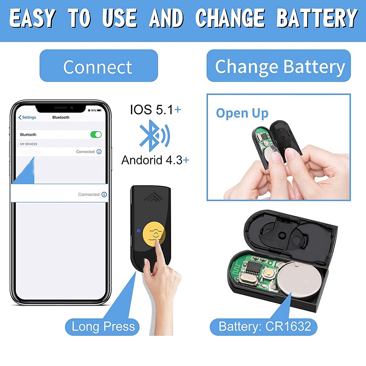 Selfie-stick-stativ , 3 in 1 mini-selfie-stick mit bluetooth-fernauslöser, ausziehbare selfie-stange für mobiltelefone