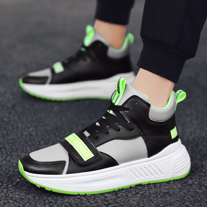 AIZHETU hommes chaussures décontractées automne homme baskets chaussures de doux guerrier voyage tendance chaussures chaussures plates chaussures plates: black and green / 8.5