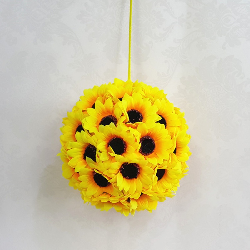 Künstliche Sonnenblumen küssen Ball Strauß Hochzeit Party Zeremonie Mittelpunkt Dekorationen Foto Requisiten