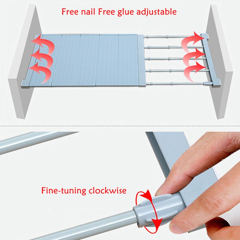 Adjustable Closet Organizer Shelf Wardrobe Space-saving Rack Cabinet Holders Wall Mounted Kitchen Bathroom Storage Rack Shelf