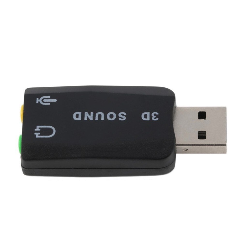 Plug &amp; play usb 2.0 a 3d, durável, leve, para microfone, alto-falante, fone de ouvido, placa de som, adaptador 5.1 canais para pc, laptop, preto