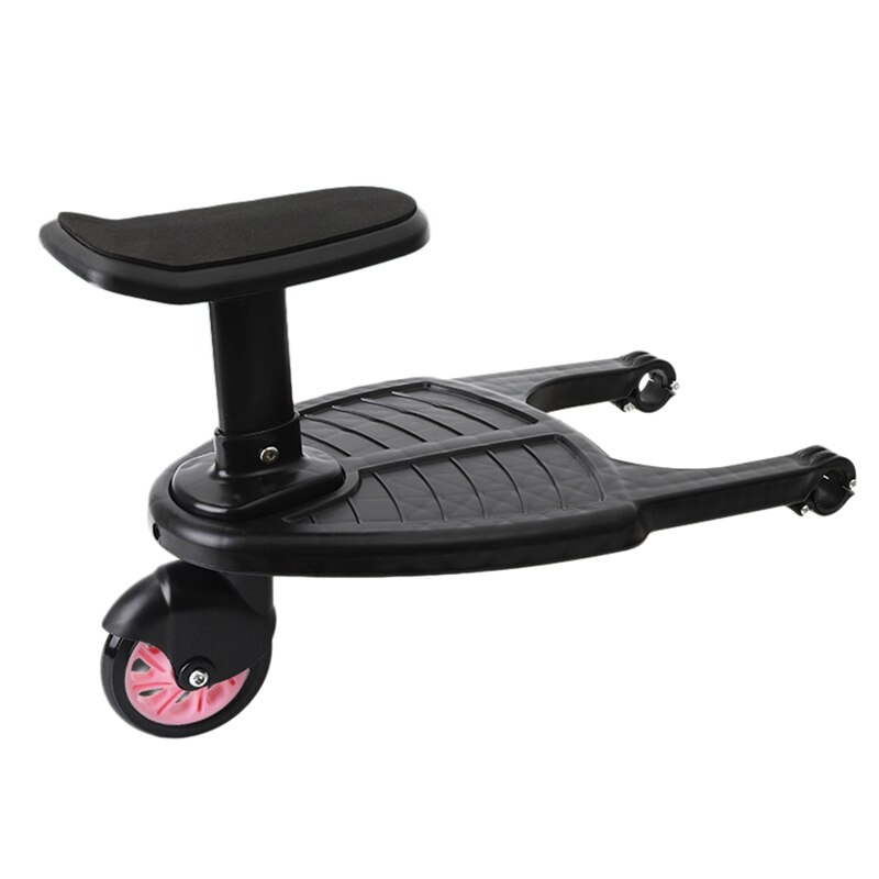 Baby Stroller Wheeled Buggy Board Kids Buggy Wheel Board Stroller Step Stand Ride On Boards Plate Detachable Seat: Pink