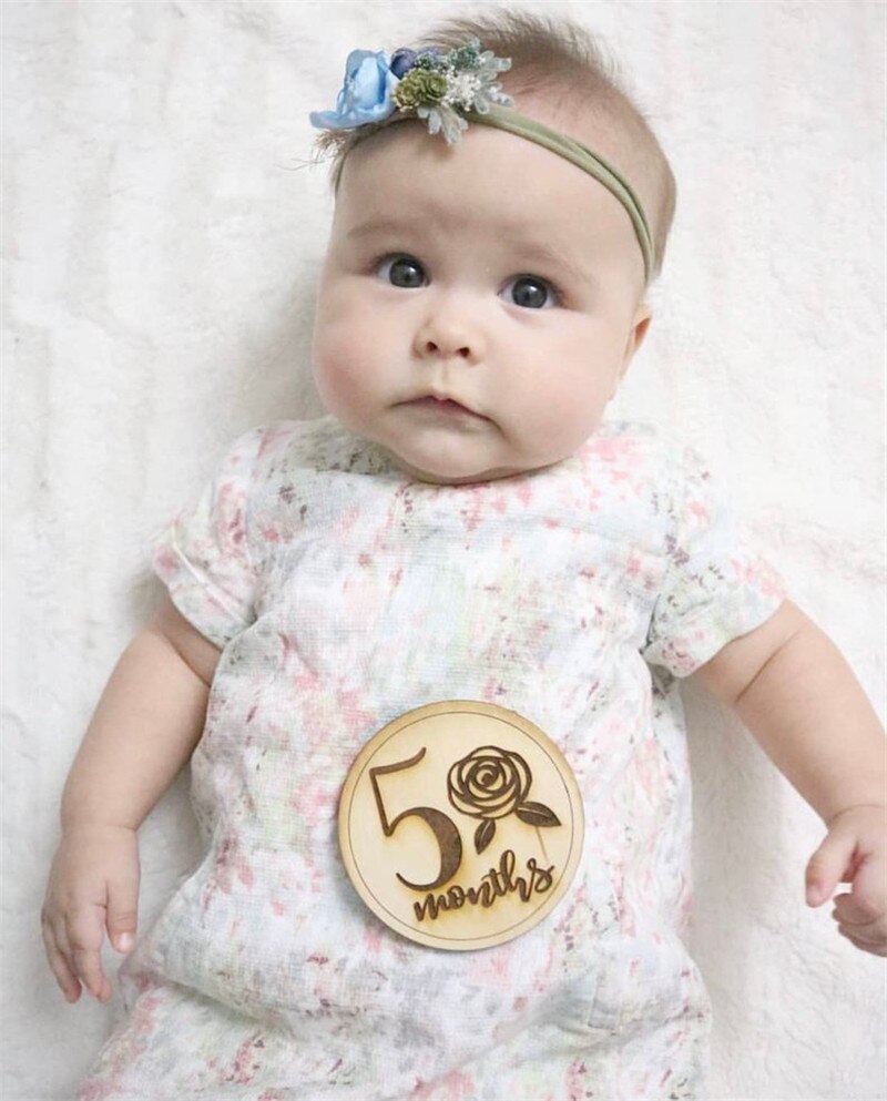 Scandinavische Stijl Houten Baby Verjaardag Gedenkteken Milestone Kaart Pasgeborenen Fotografie Props Accessoires Foto Schieten Photographyprops