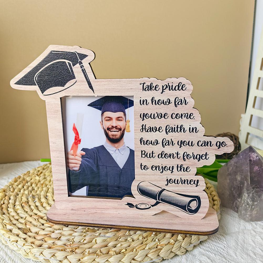 1 Set Picture Frame DIY Wooden Graduation Picture Display Frame Vintage Rustic Graduation Photo Frame For Desktop Decoration