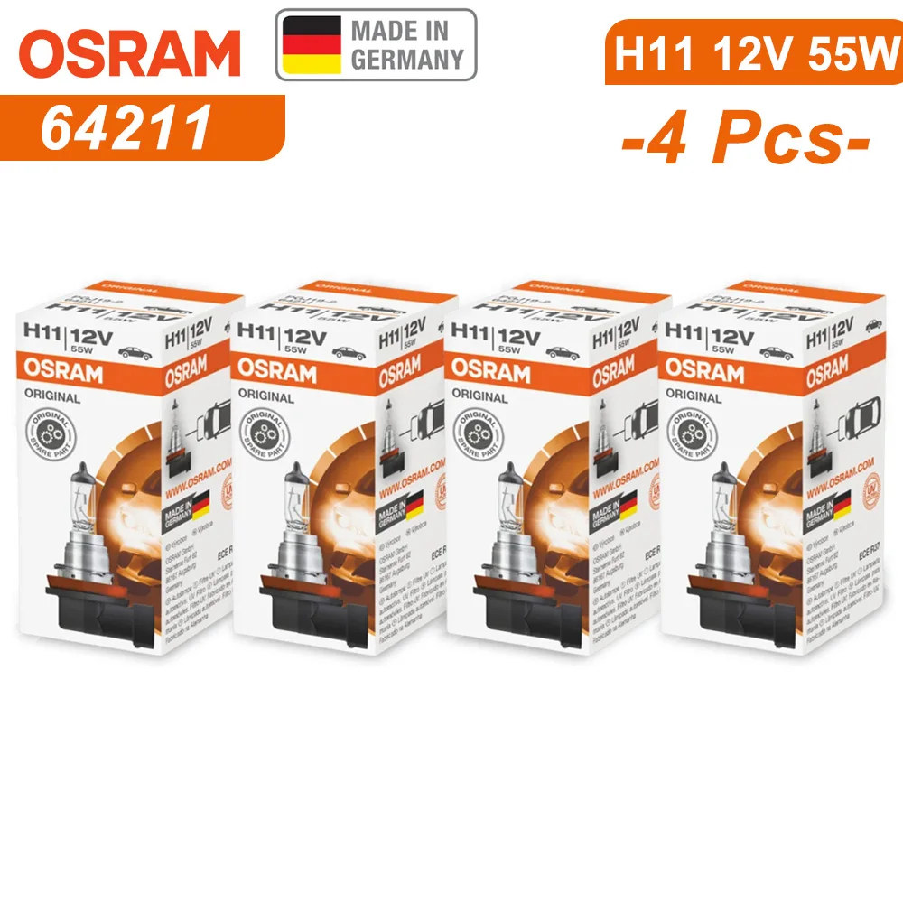 OSRAM Original H11 12V 55W 64211 PGJ19-2 ligne voiture halogène phare Auto ampoule 3200K lampe Standard OEM fabriqué en allemagne: Bleu profond
