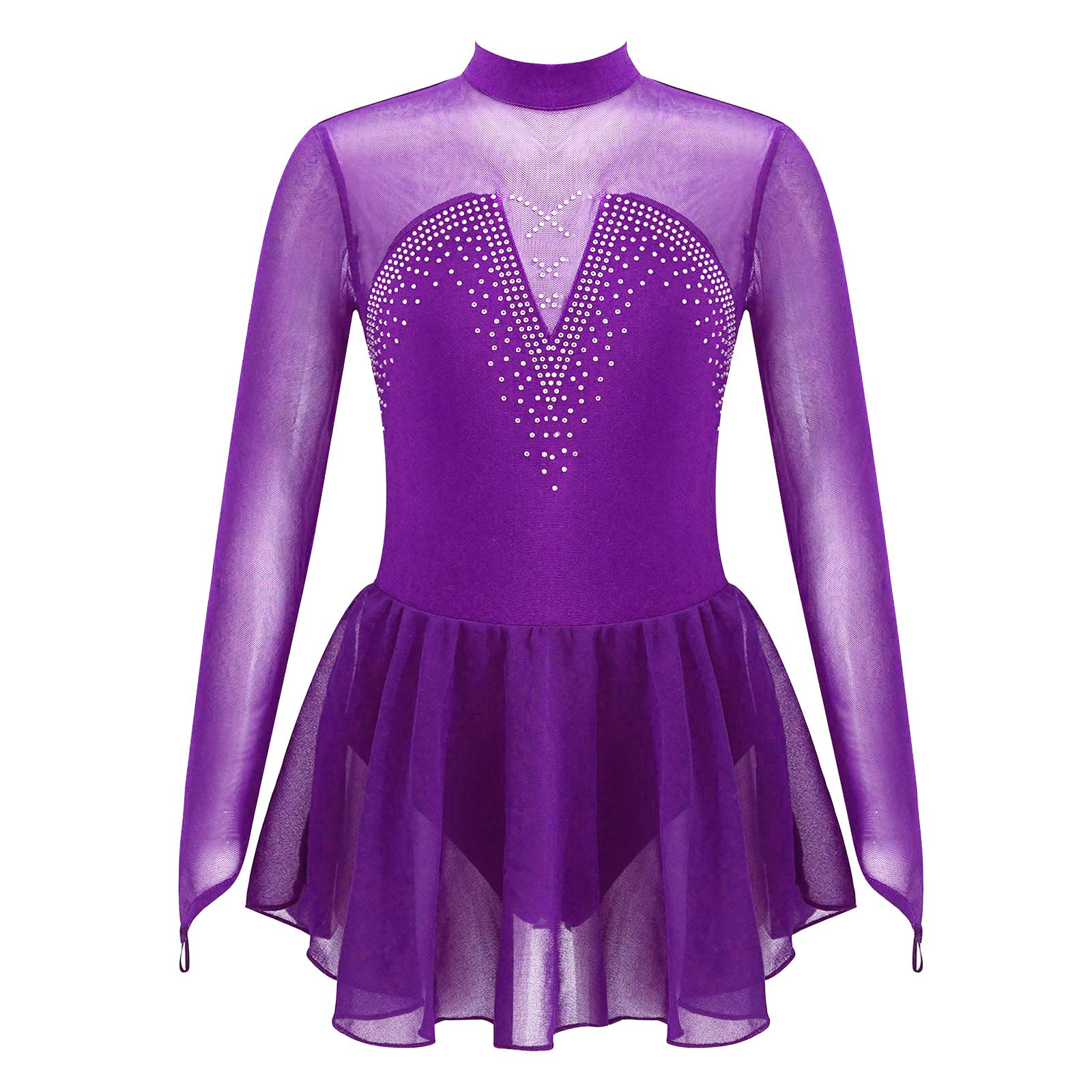 Vestito da ballo per bambini pattinaggio di figura vestito da ballo scintillante strass maglia giuntura ballerina balletto ginnastica allenamento Tulle tutù vestire: 12 / viola