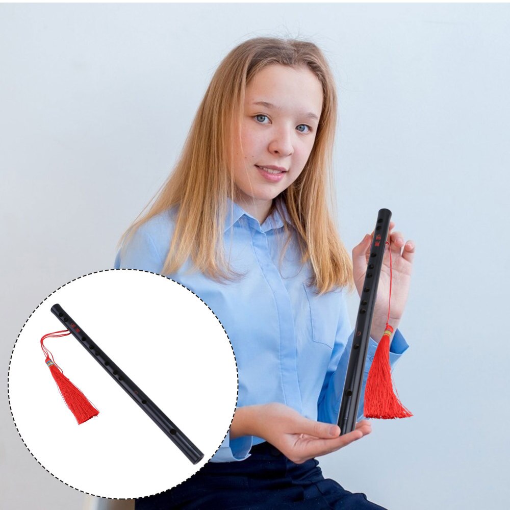 Chinese Stijl Bamboe Fluit Kids Volwassenen Zwarte Fluit Met Kwastje Voor Beginner: Black G