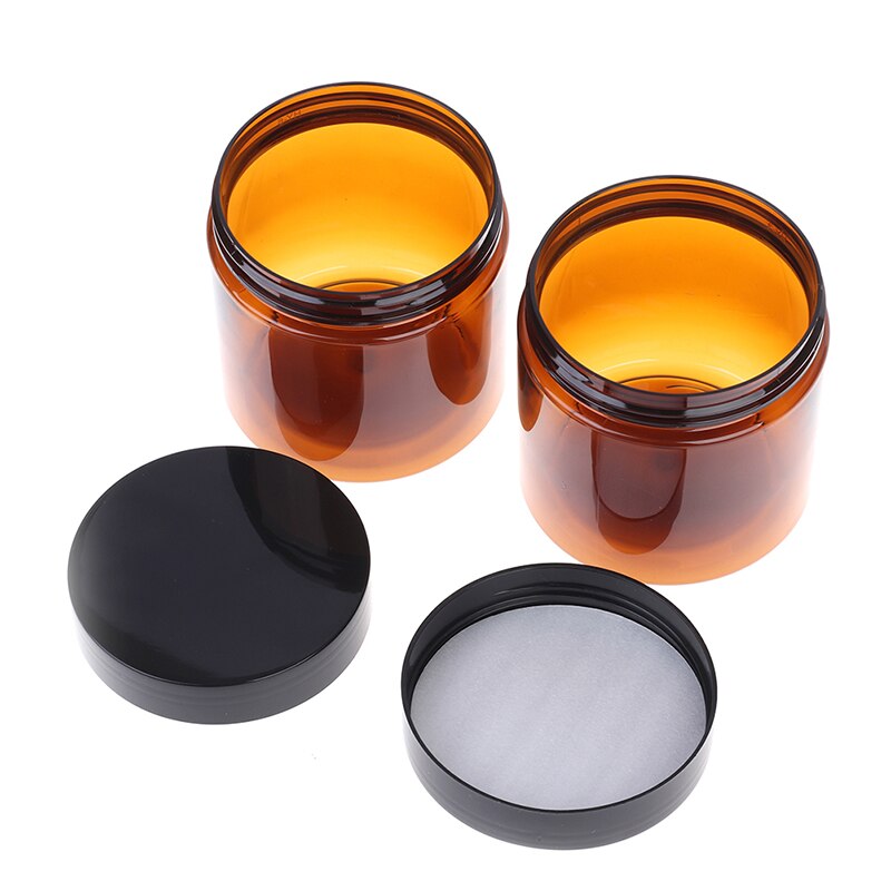 Bocaux ronds en verre d'ambre de 200ml, pour crème droite, avec couvercle en plastique noir, doublure intérieure pour pommade, Lotion faite maison, cosmétiques