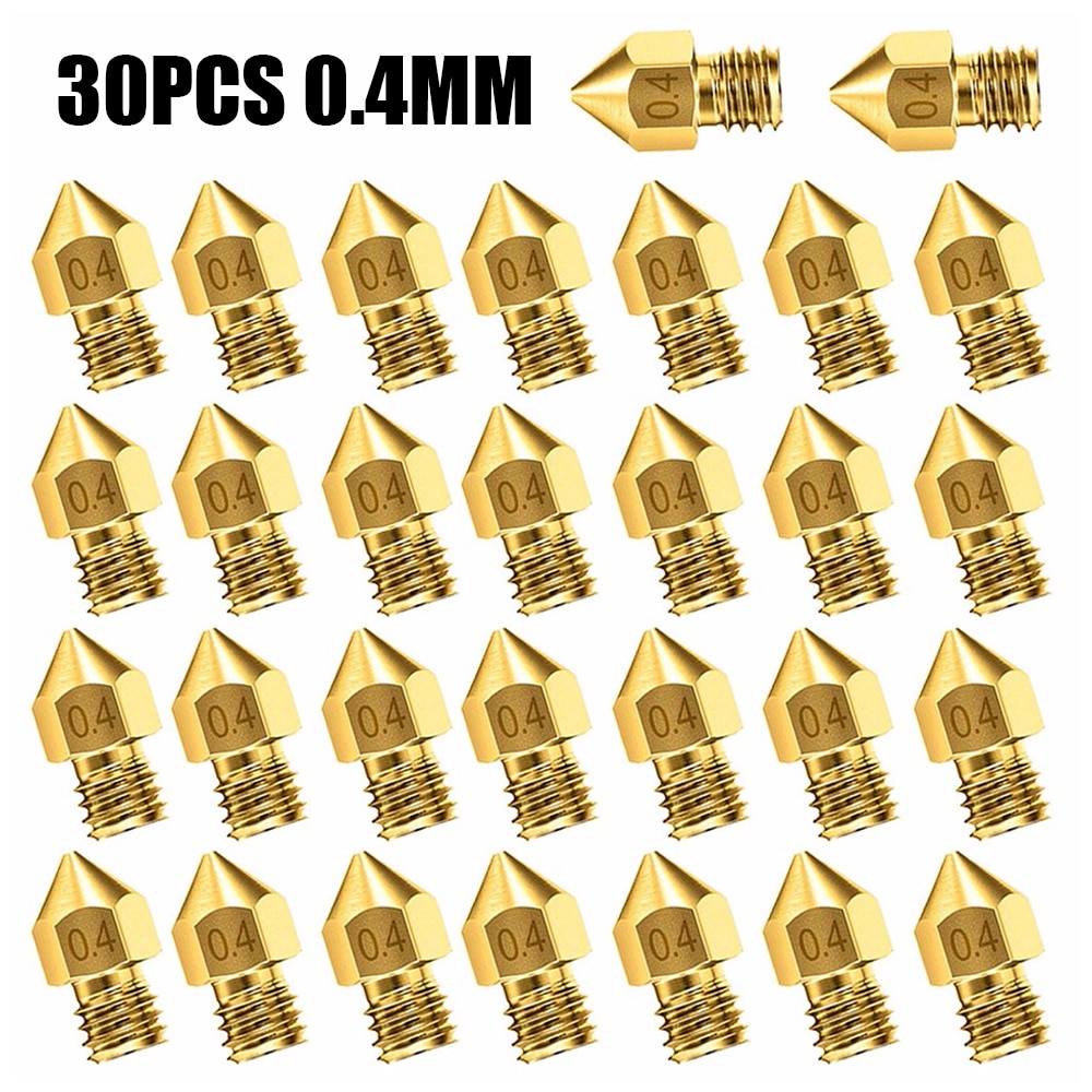 30Pcs 0.4mm 3D buse D&#39;imprimante Accessoire MK8 Pour CR-10 Pour Ender 3 Pour Anet A8 bico de impressora boquilla de impresora buse