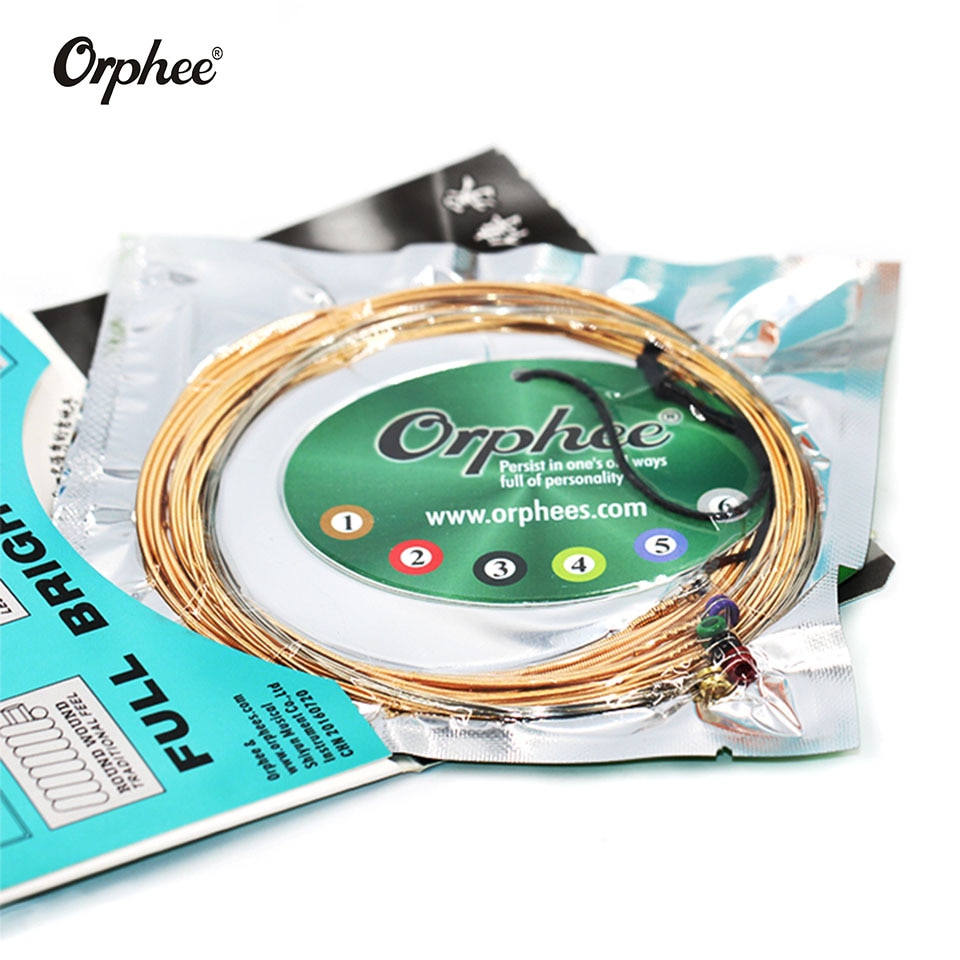 Orphee 6 stk/sett akustiske gitarstrenger qa serie 85/15 bronse full lyse tone akustiske gitarstrenger