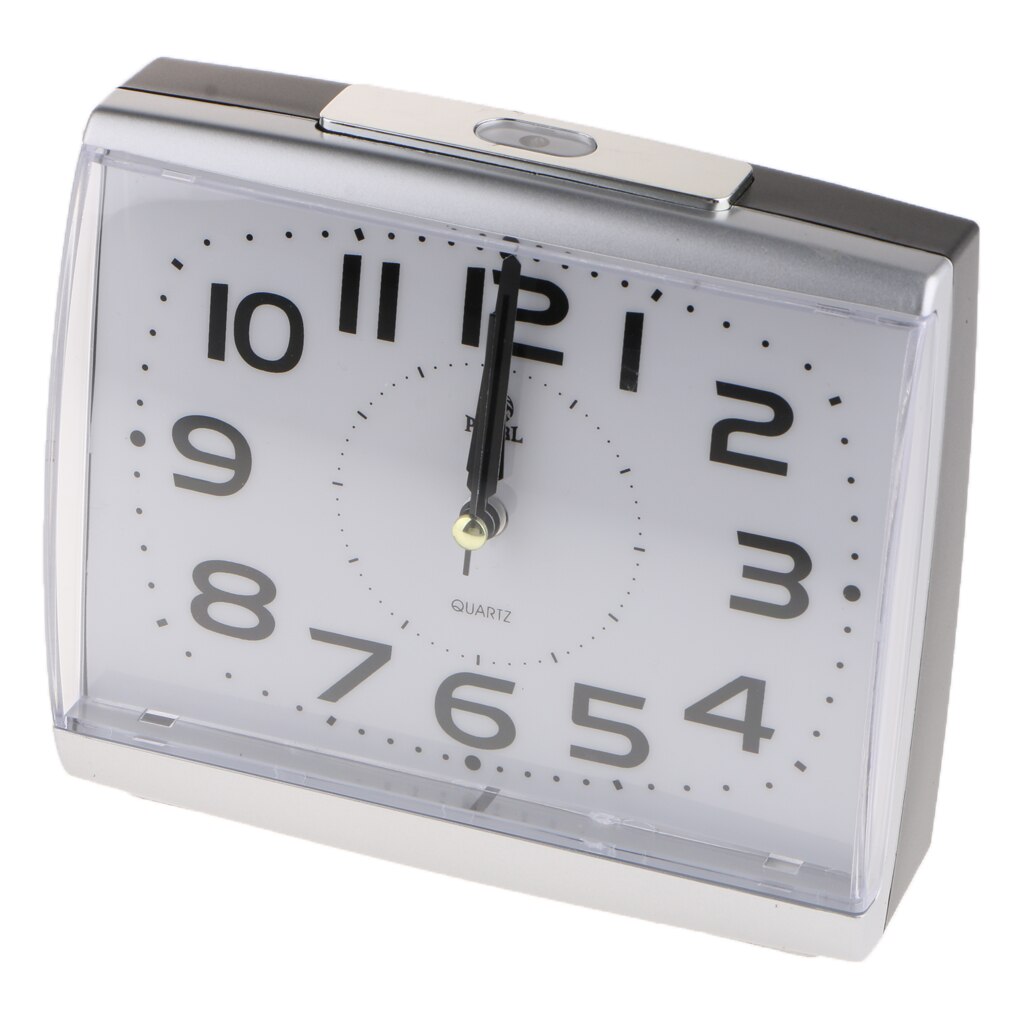 Stille, analoge wekker met nachtlampje, niet-tikkende quartz-functie, werkt op batterijen en heeft een snooze-functie.